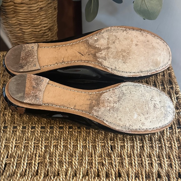 Sigerson Morrison women’s Black Brown weave Patent leather 8.5 ballet Flats - Picture 10 of 12